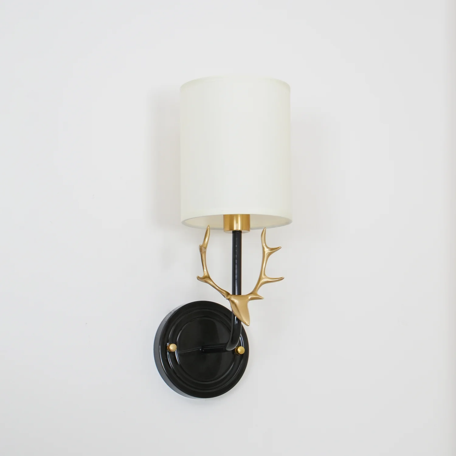 Alessio Vintage Brass Deer Head Fabric Wall Light Bedroom Hallway