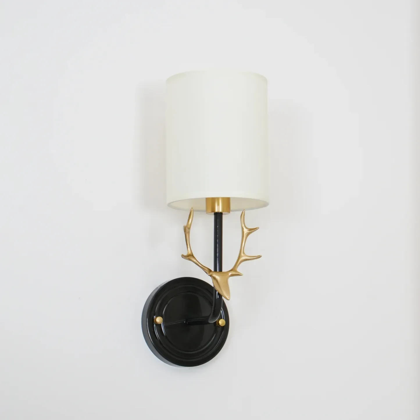 Alessio Vintage Brass Deer Head Fabric Wall Light Bedroom Hallway