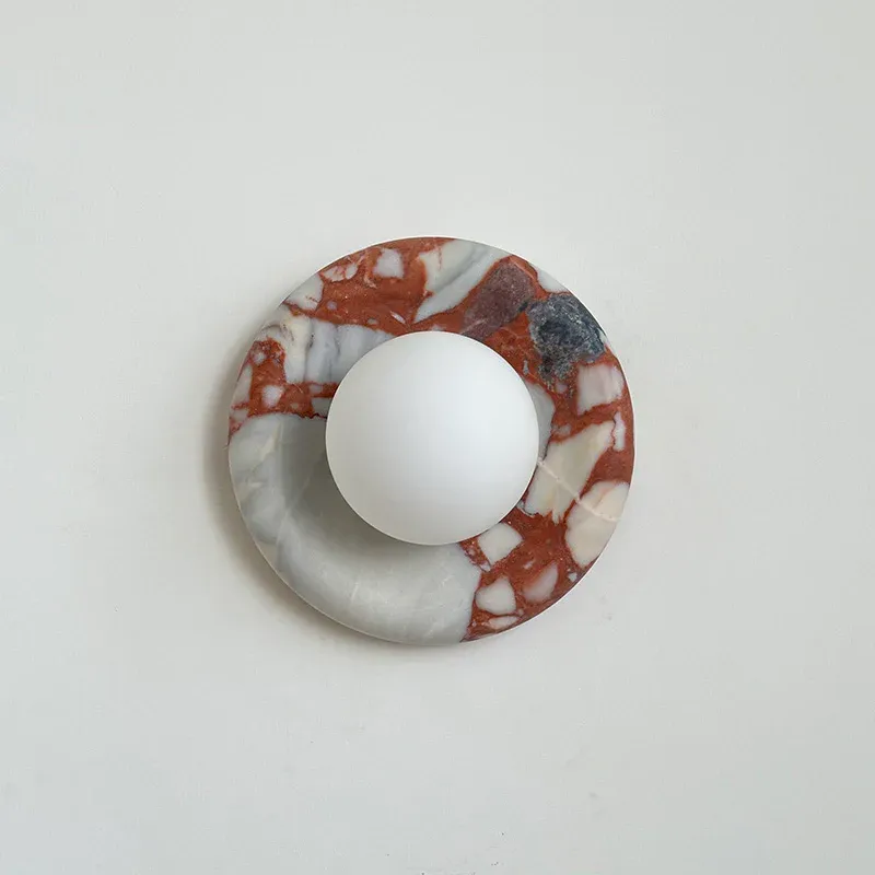 Elif Modern Round Marble Wall Light Shades Bedroom Living Room