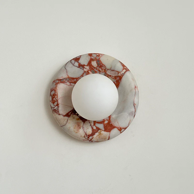 Elif Modern Round Marble Wall Light Shades Bedroom Living Room