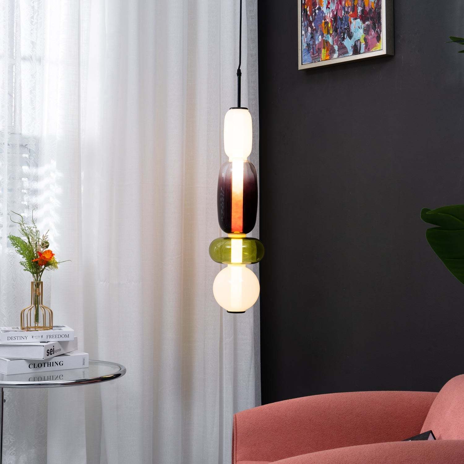 Amber Drop Glass Pendant Light