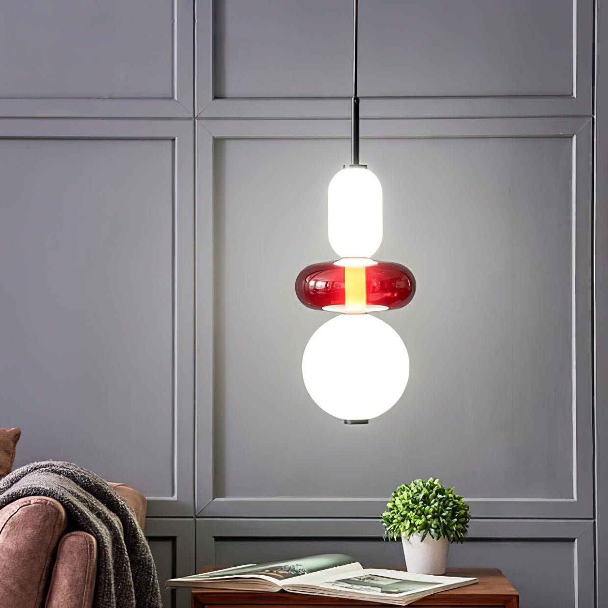 Amber Drop Glass Pendant Light