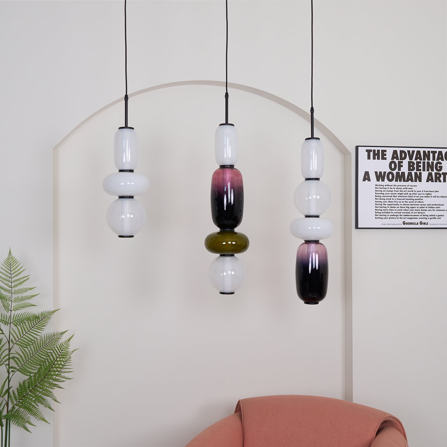 Amber Drop Glass Pendant Light