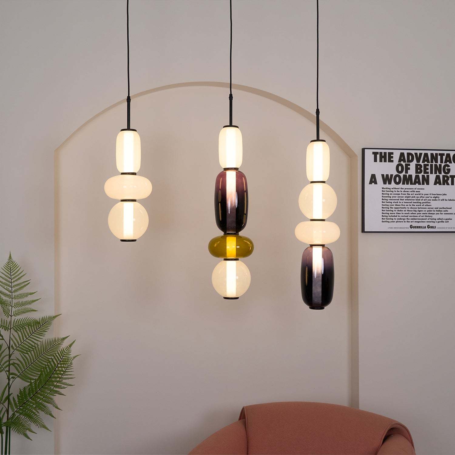 Amber Drop Glass Pendant Light