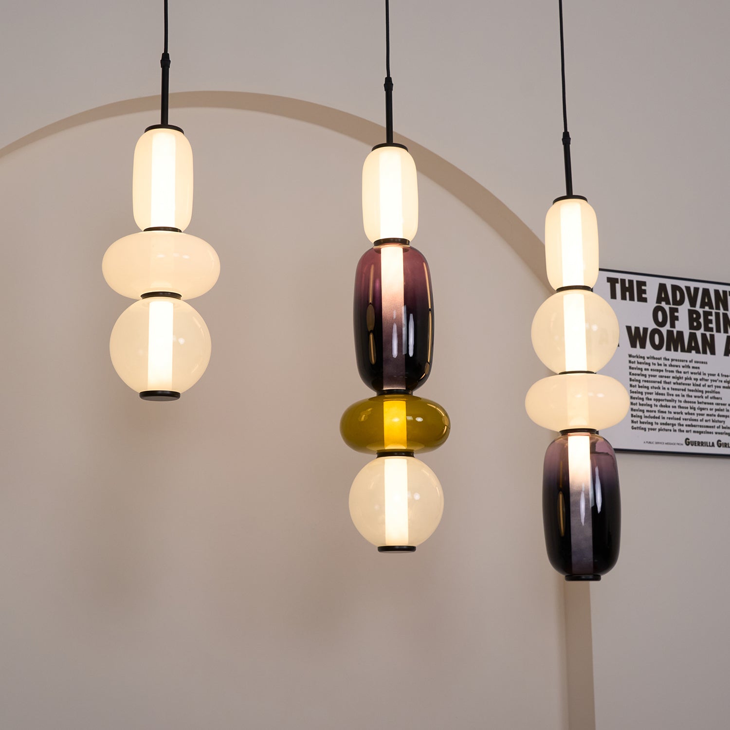 Amber Drop Glass Pendant Light