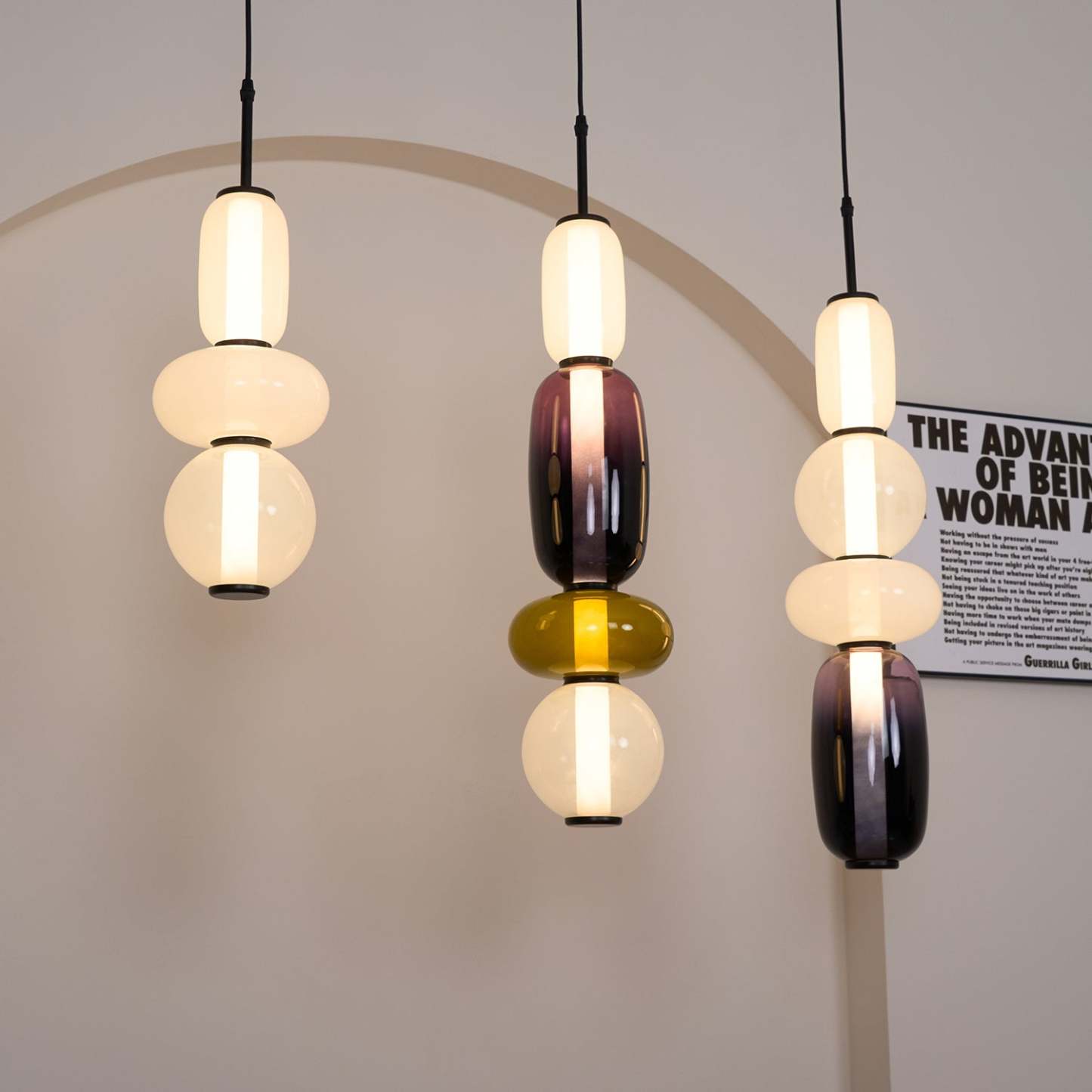 Amber Drop Glass Pendant Light