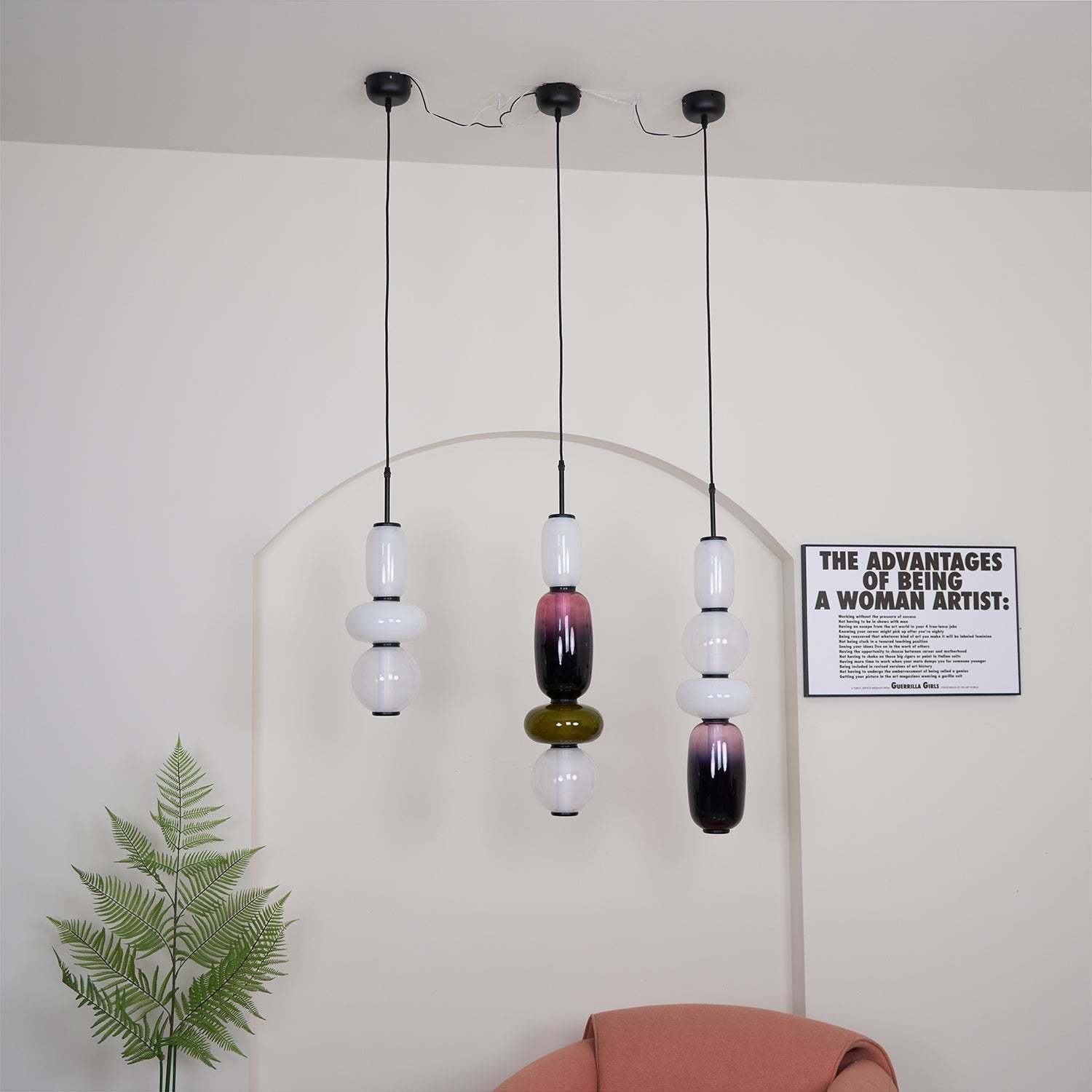 Amber Drop Glass Pendant Light