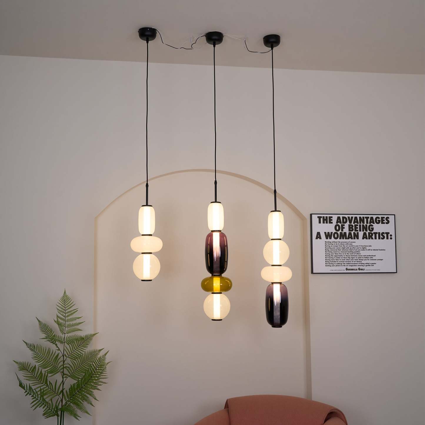 Amber Drop Glass Pendant Light