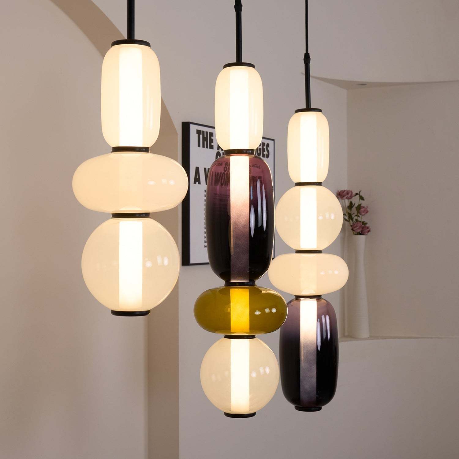 Amber Drop Glass Pendant Light