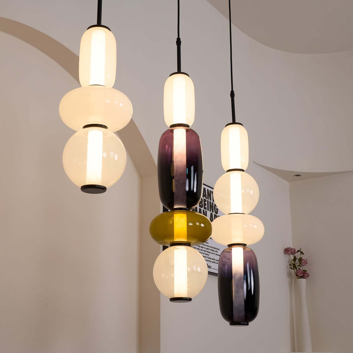 Amber Drop Glass Pendant Light