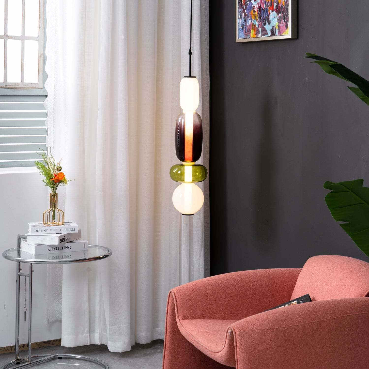 Amber Drop Glass Pendant Light