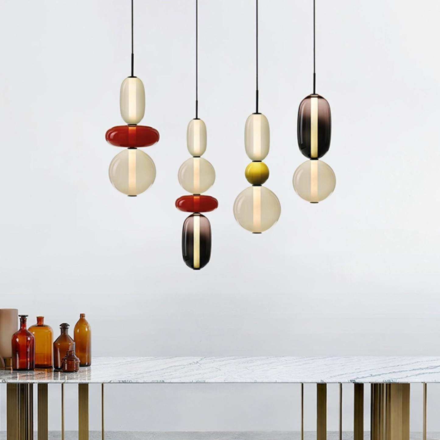 Amber Drop Glass Pendant Light