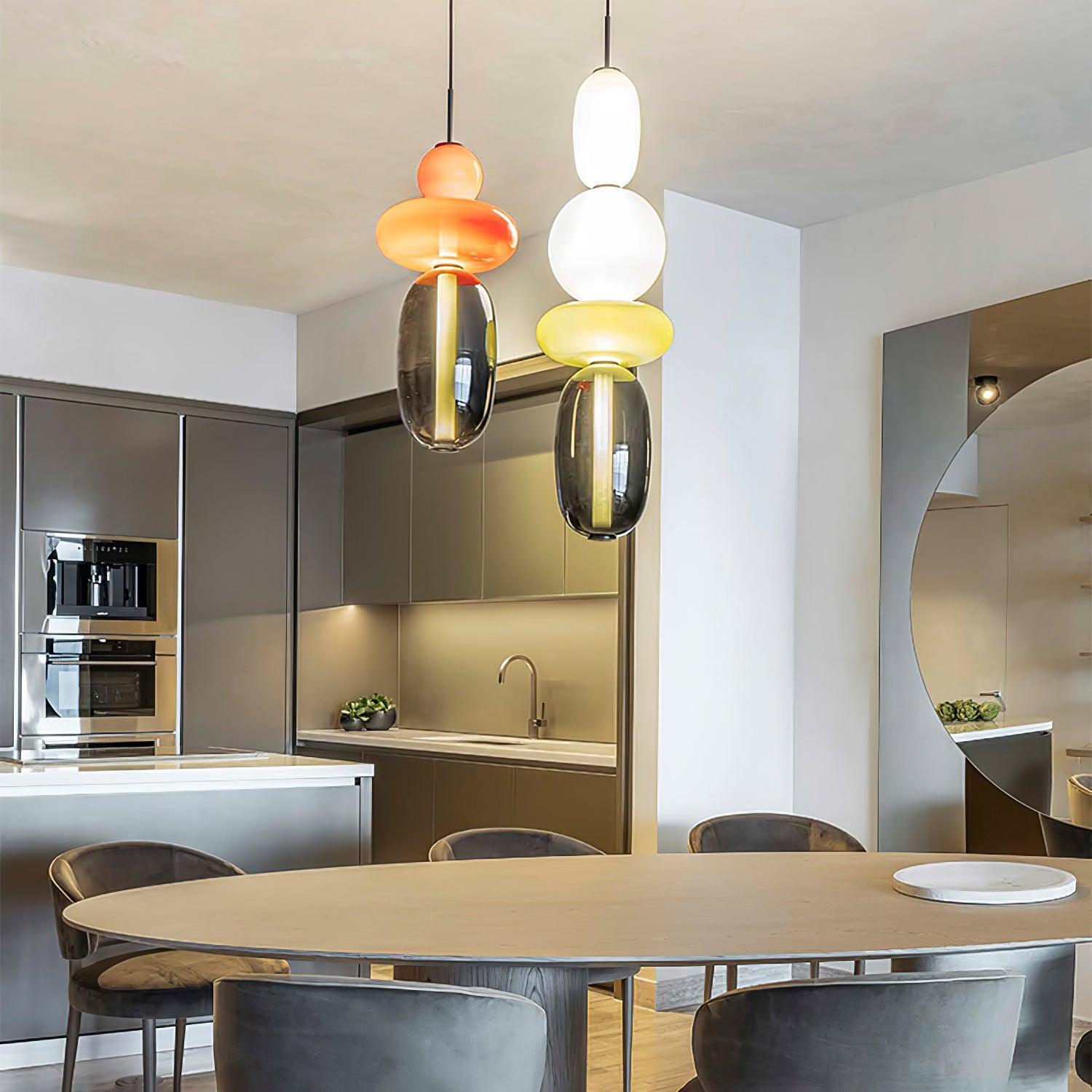 Amber Drop Glass Pendant Light