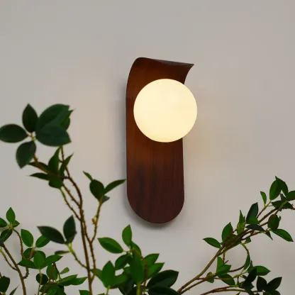 Muto Walnut Wood Wall Lamp with ambient lighting, Lassola