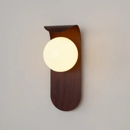 Walnut Wood Muto Wall Lamp with Globe Light