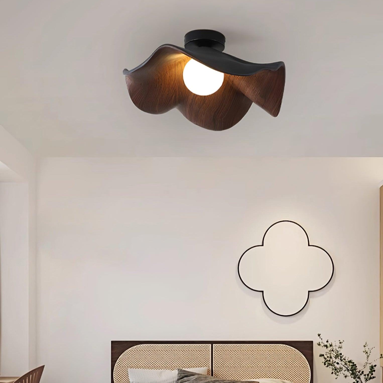 Hakka Wood Resin Ceiling Light