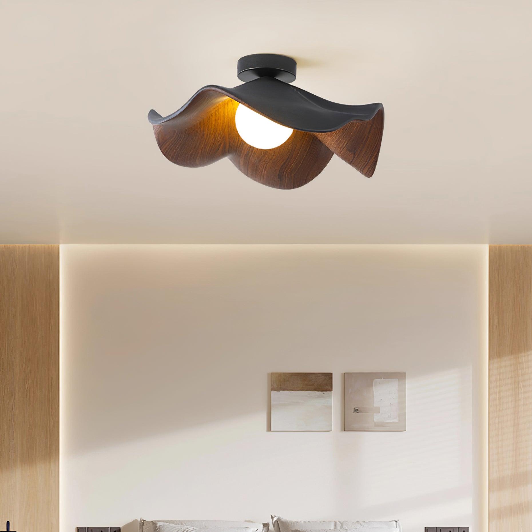 Hakka Wood Resin Ceiling Light