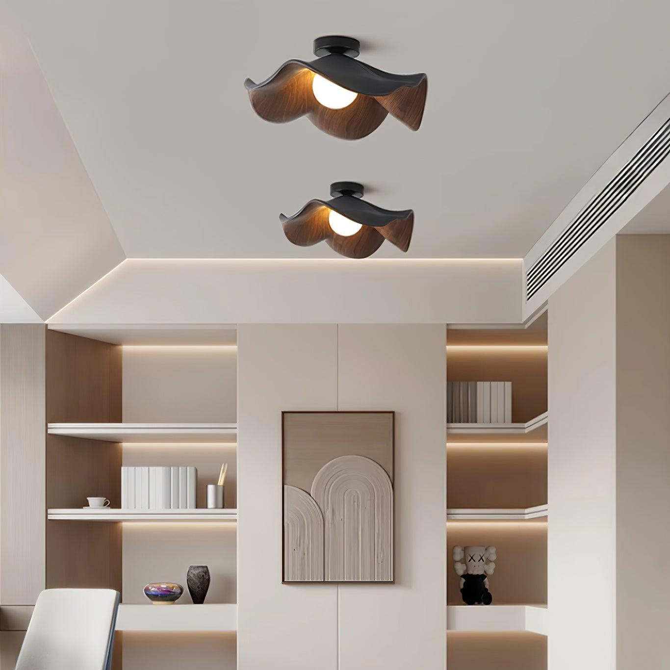 Hakka Wood Resin Ceiling Light