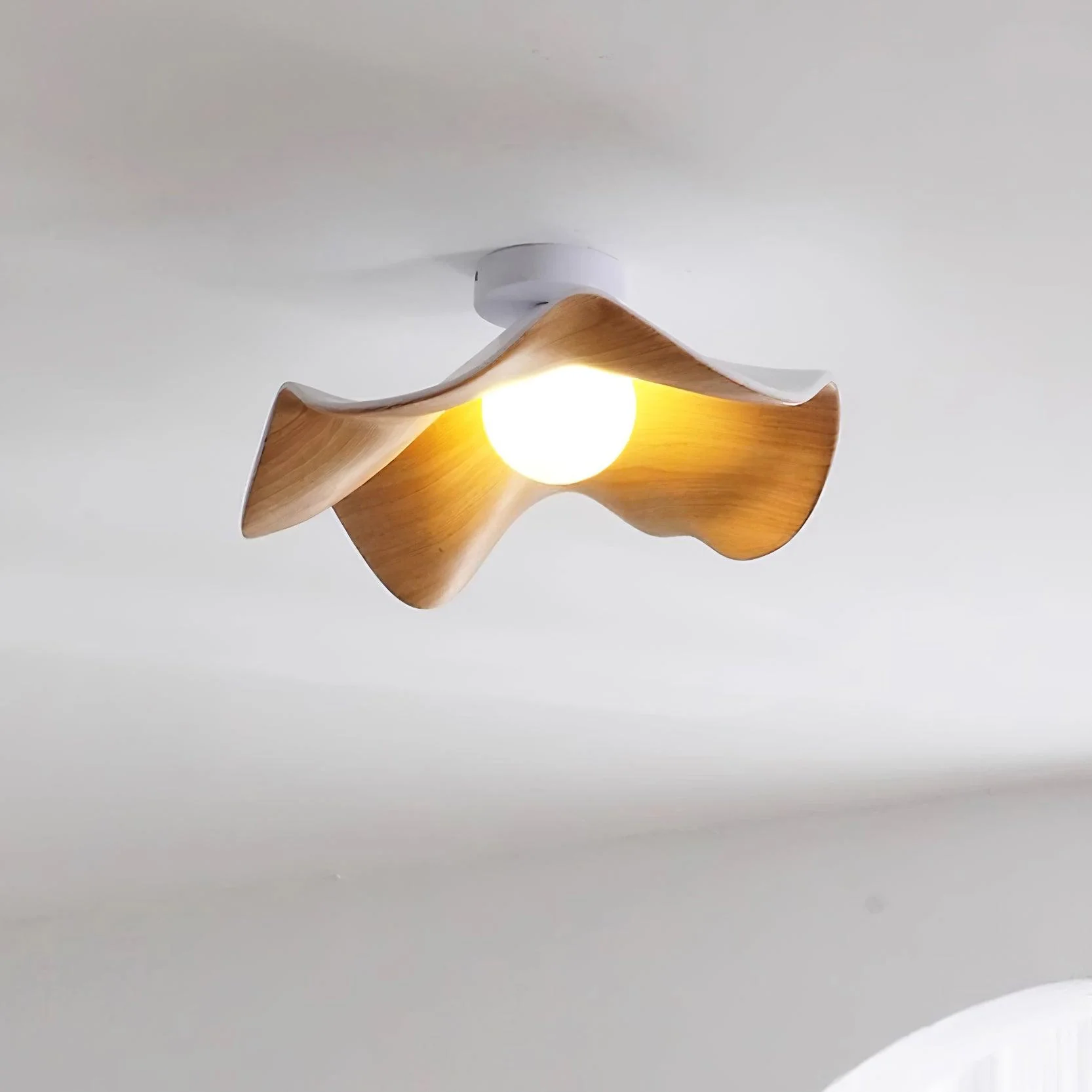 Carins Modern Unusual White Wood Ceiling Light Bedroom Dining Room