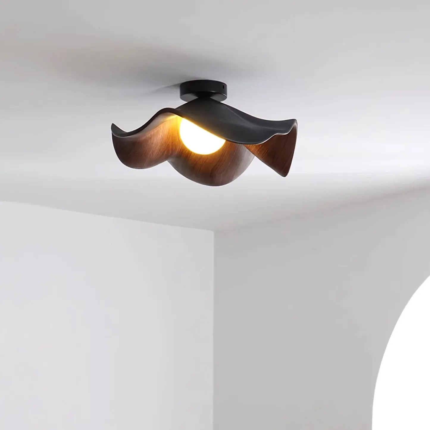 Carins Modern Unusual White Wood Ceiling Light Bedroom Dining Room