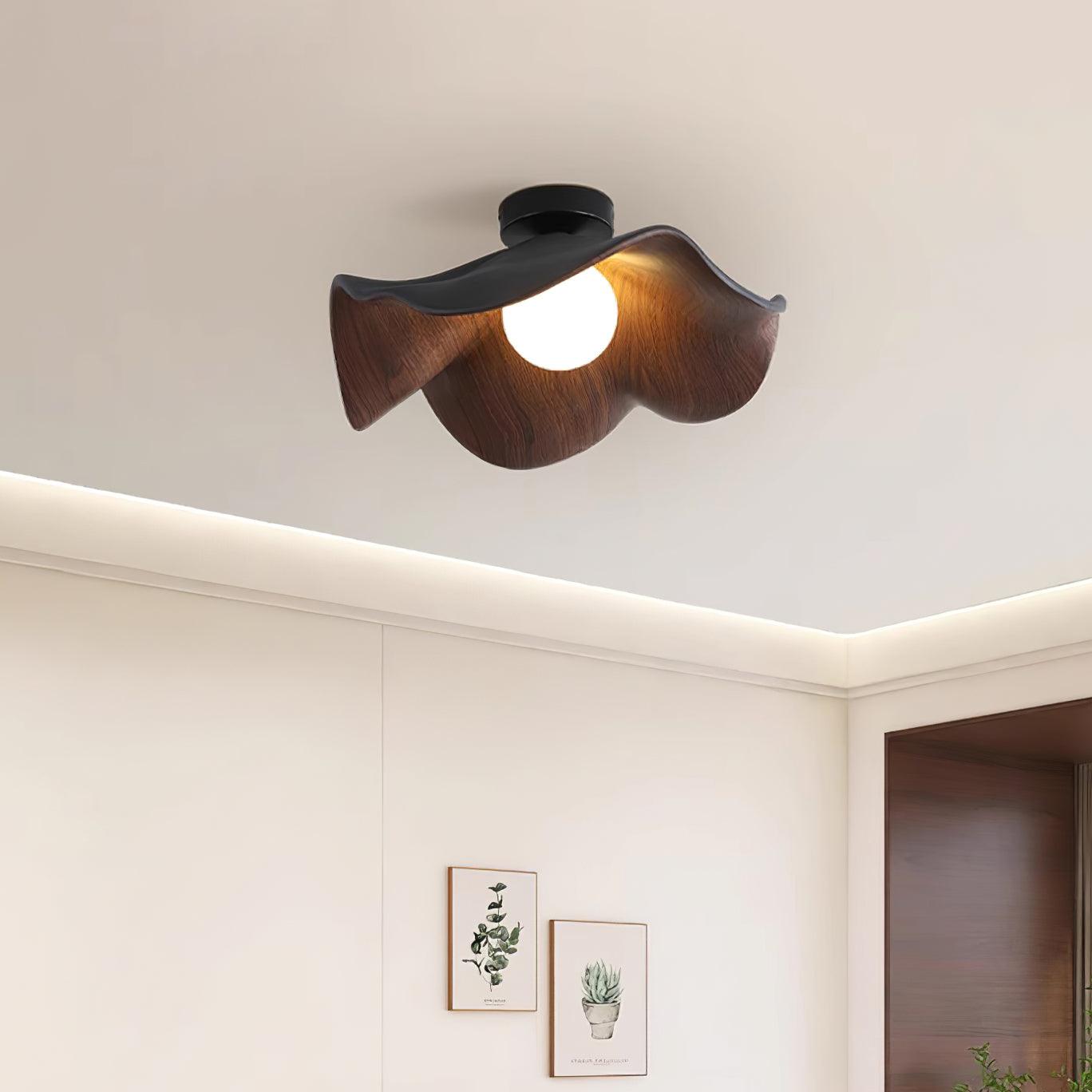 Hakka Wood Resin Ceiling Light