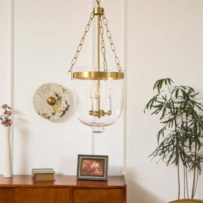 Verona Brass Glass Lantern Pendant Lamp