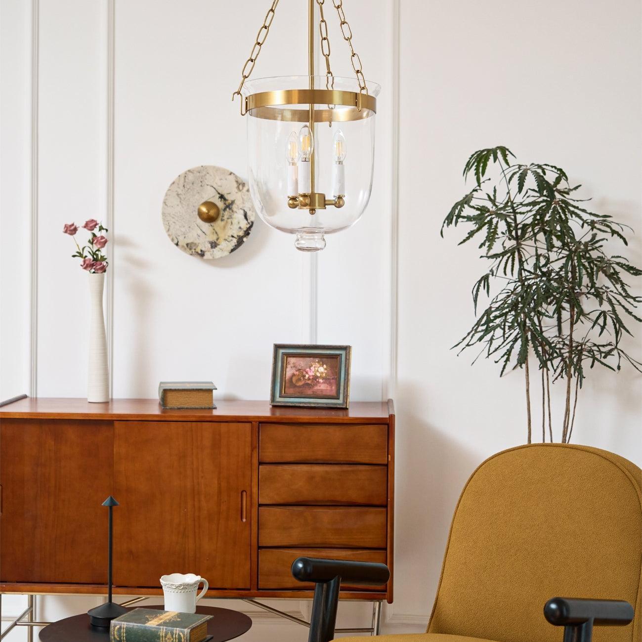 Verona Brass Glass Lantern Pendant Lamp