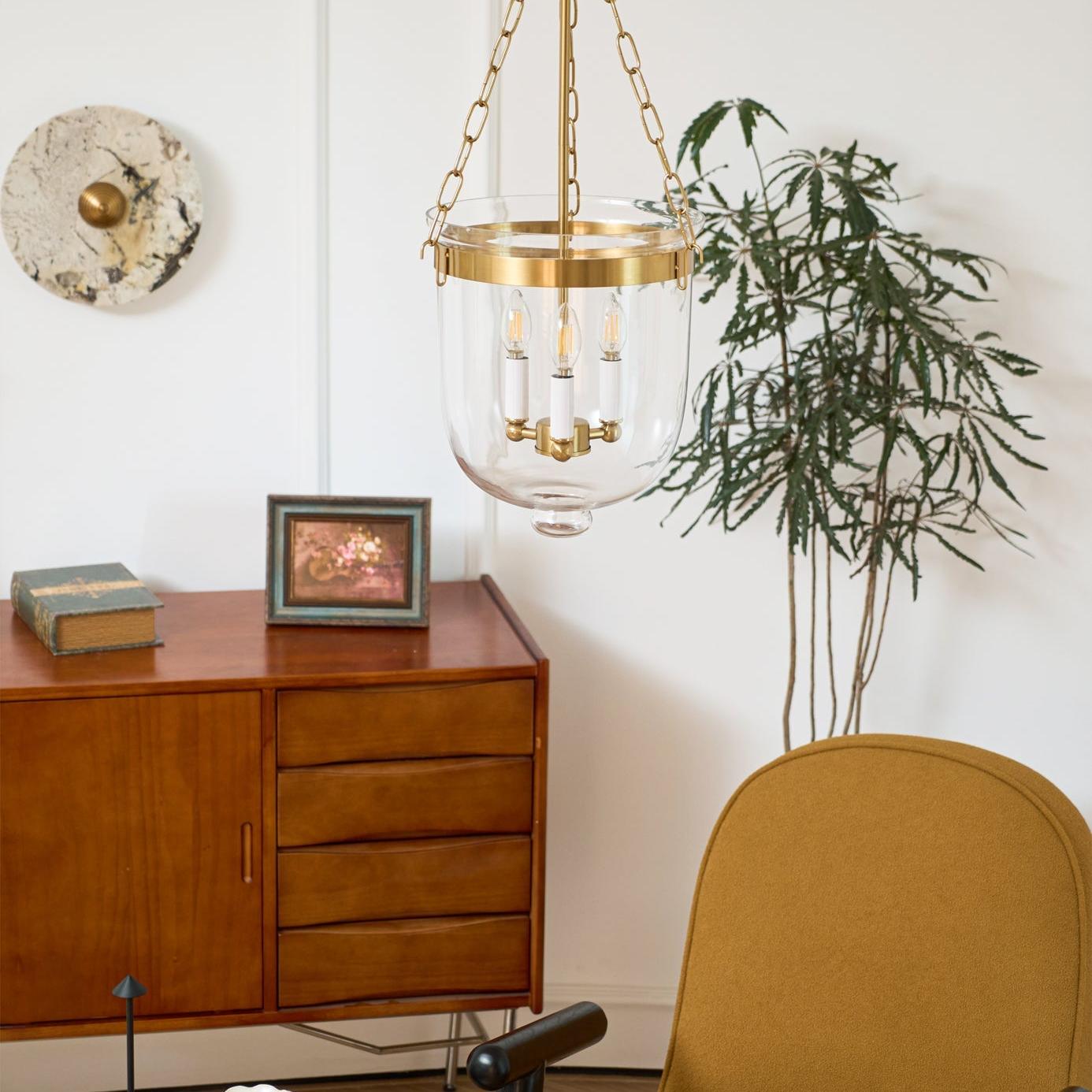 Verona Brass Glass Lantern Pendant Lamp