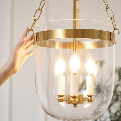 Verona Brass Glass Lantern Pendant Lamp