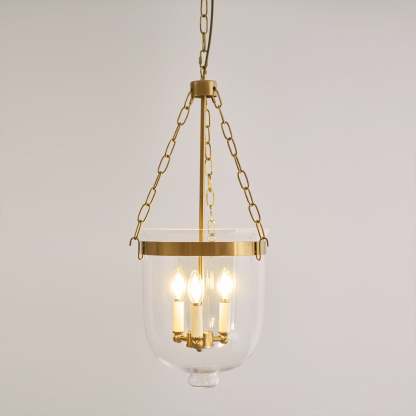 Verona Brass Glass Lantern Pendant Lamp