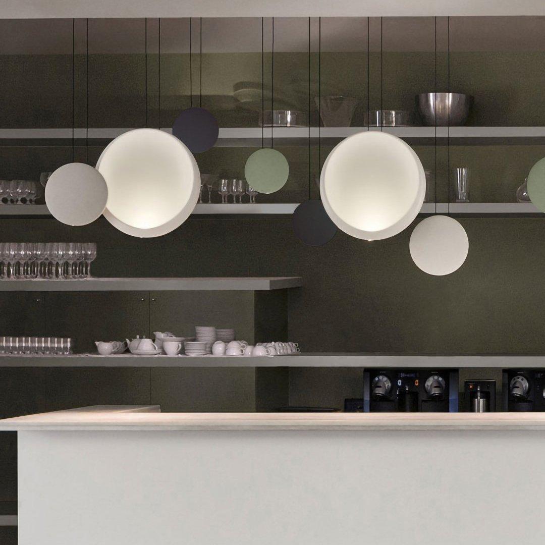 Zaid Ronde LED Suspension Noir Blanc Résine Métal Salon Chambre