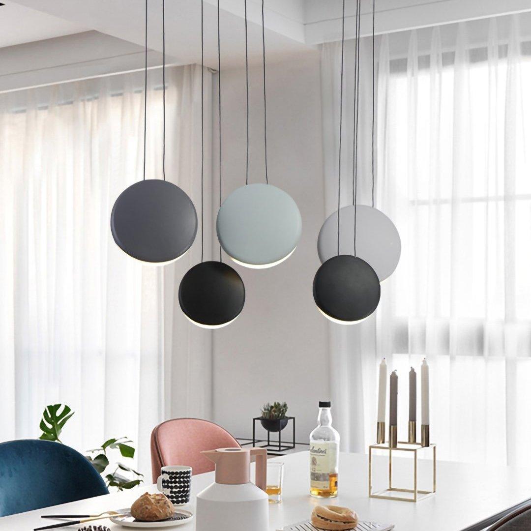 Zaid Ronde LED Suspension Noir Blanc Résine Métal Salon Chambre