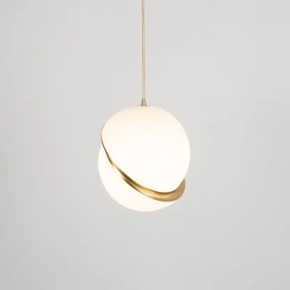 Hailie Metal Acrylic Brass White Pendant Light Bedroom Living Room