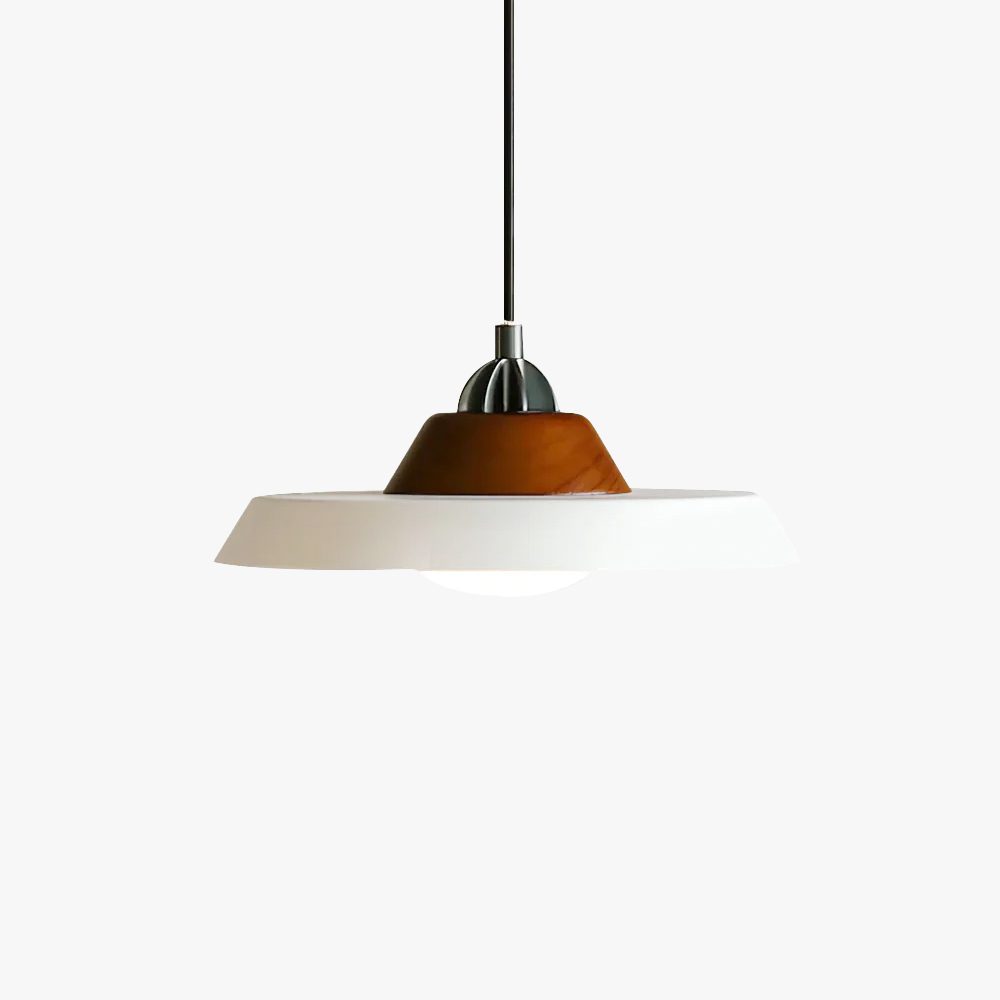 Valentina Vintage Round Wood Metal Pendant Light Dining Room