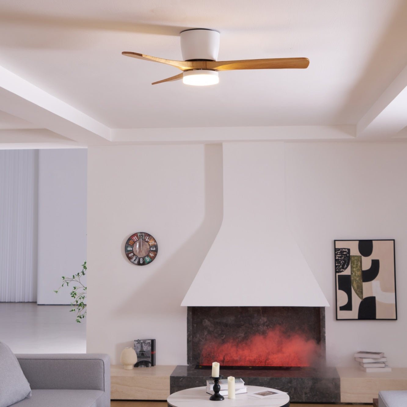 Ventilateur de plafond nordique en bois Ezra avec lumière - Neutralighting