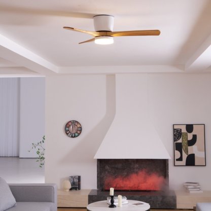 Ventilateur de plafond nordique en bois Ezra avec lumière - Neutralighting