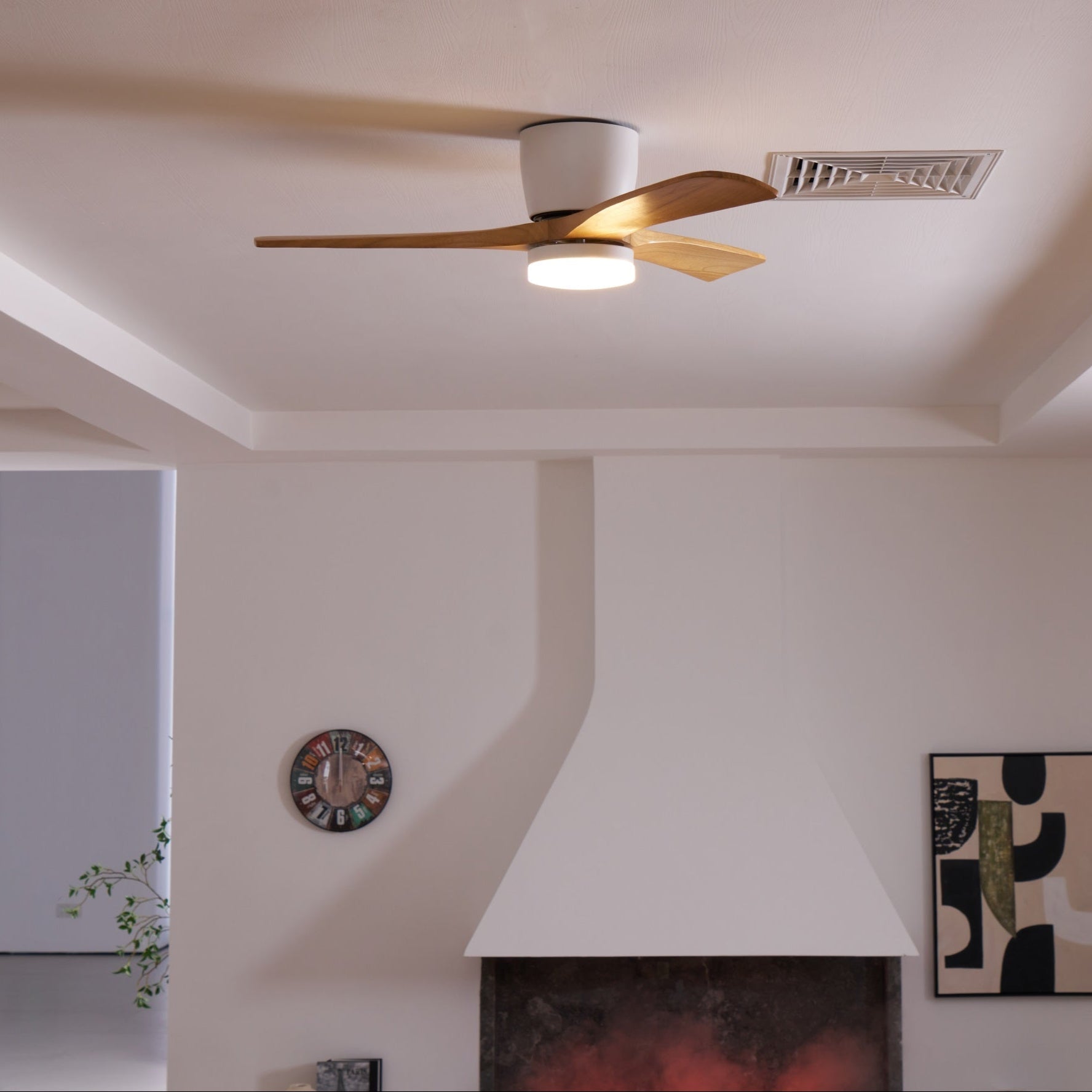 Ventilateur de plafond nordique en bois Ezra avec lumière - Neutralighting