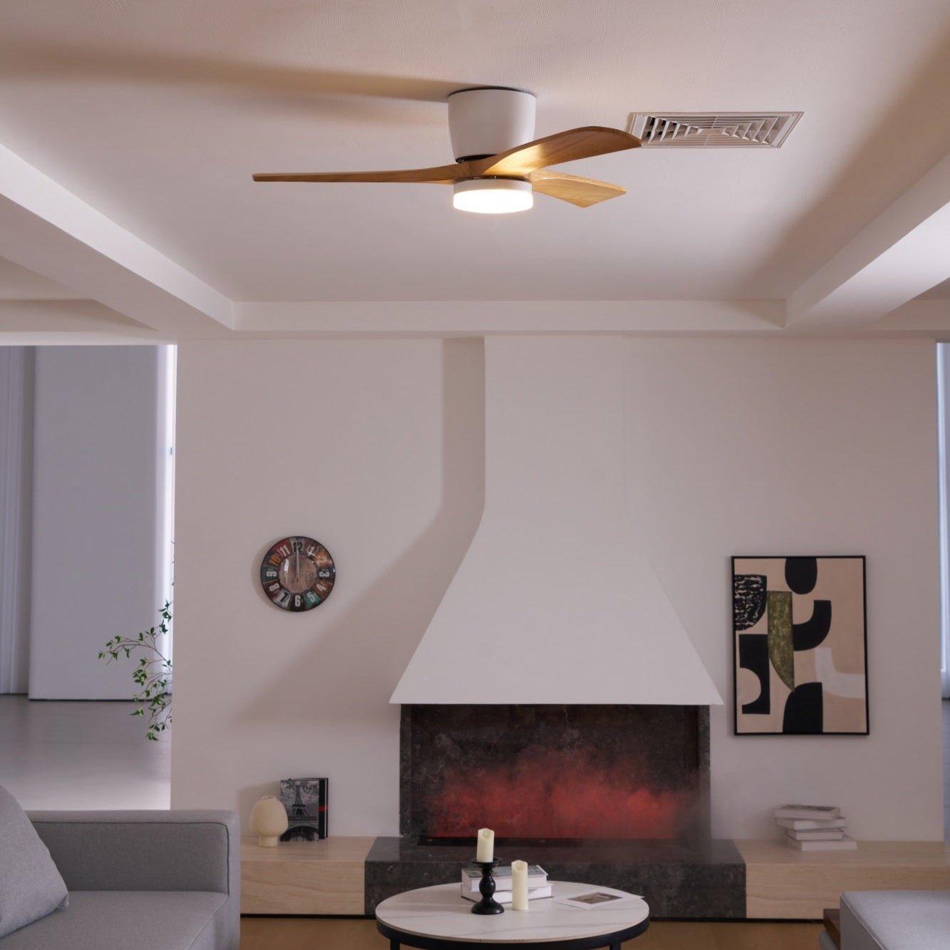 Ventilateur de plafond nordique en bois Ezra avec lumière - Neutralighting