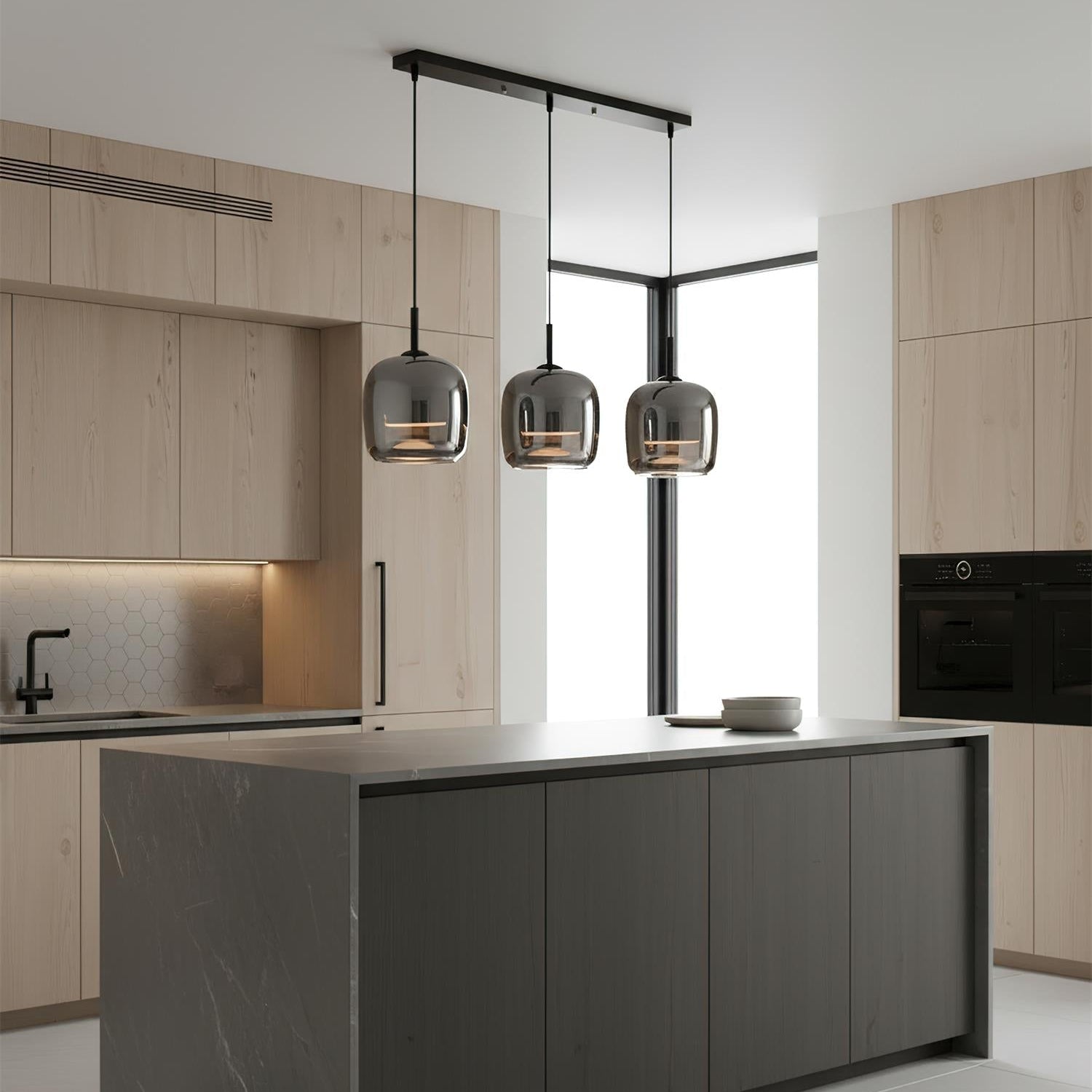 Verona Modern Smoked Glass Pendant Light