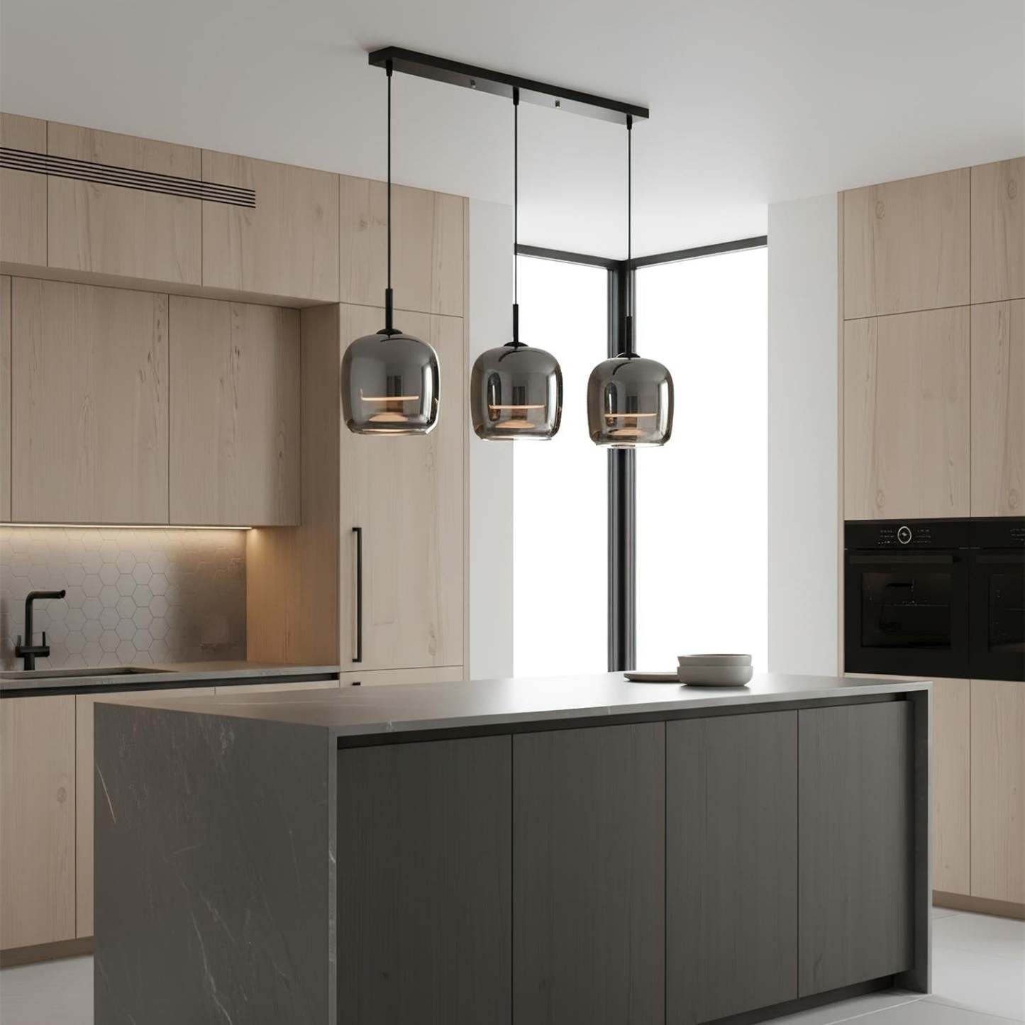 Verona Modern Smoked Glass Pendant Light