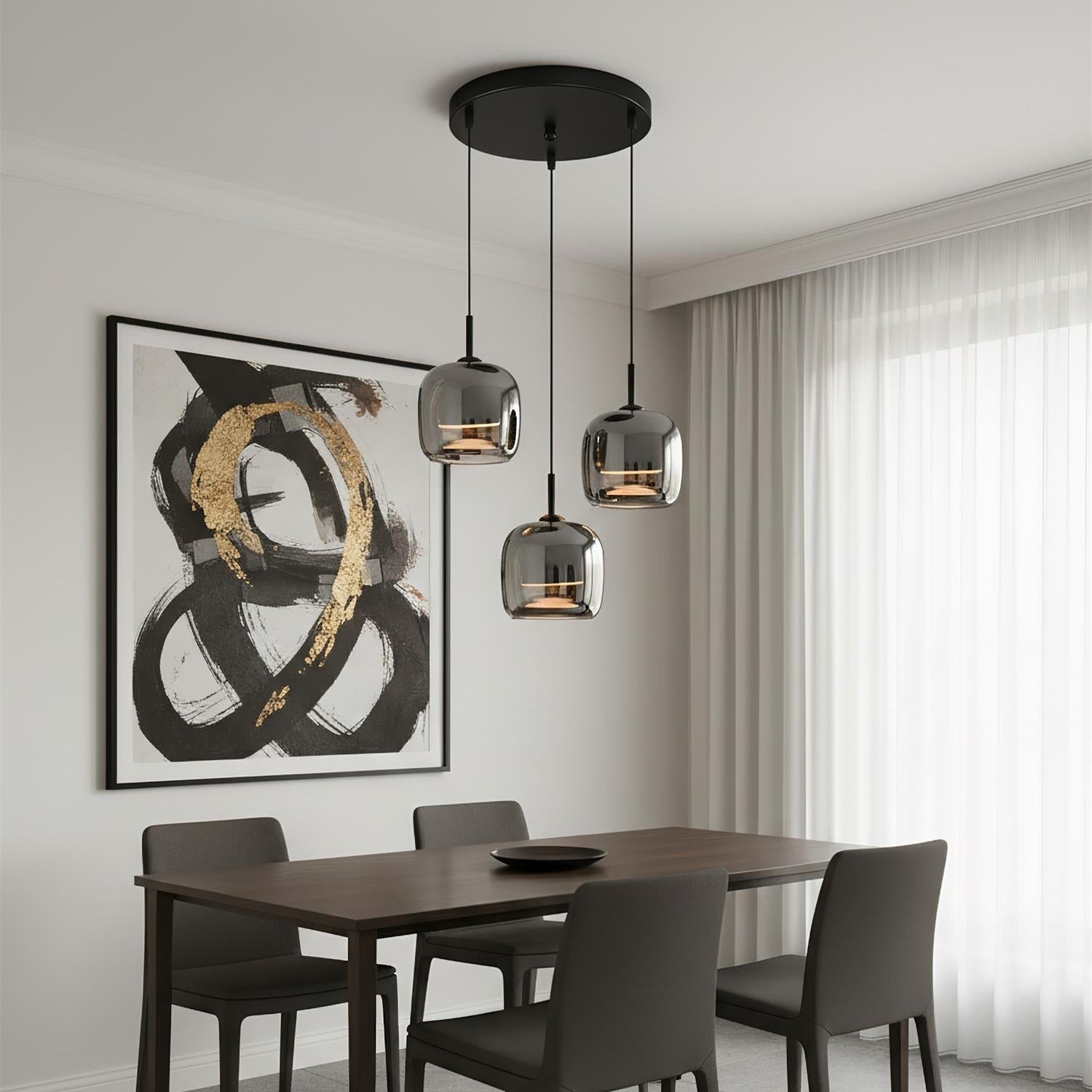 Verona Modern Smoked Glass Pendant Light