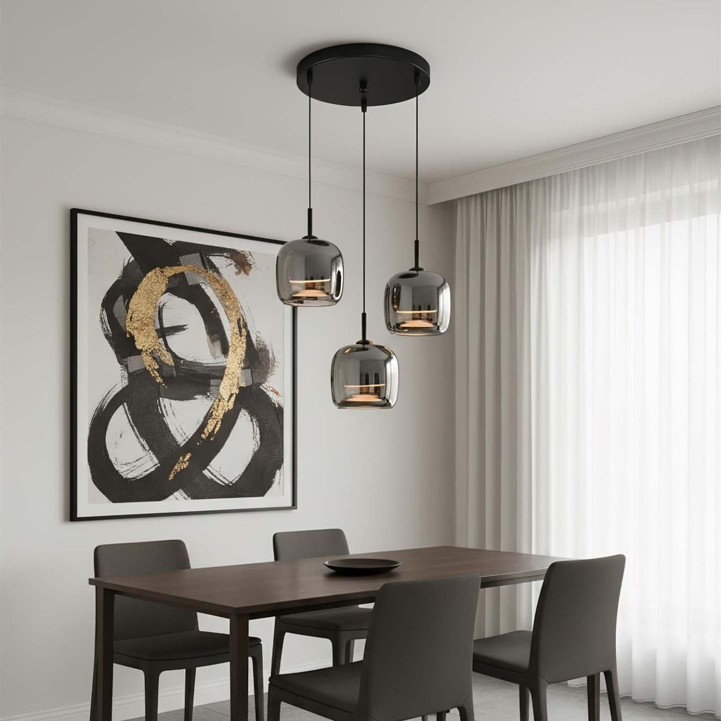 Verona Modern Smoked Glass Pendant Light