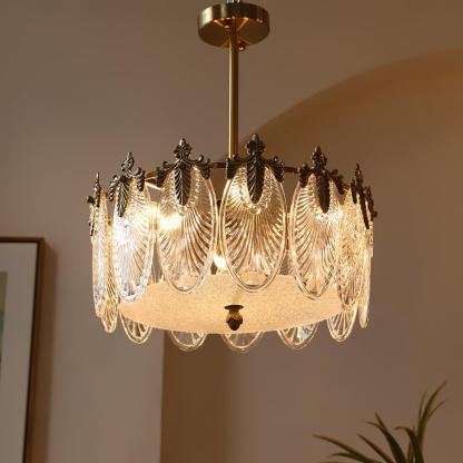 Alessio Vintage Luxury Glass Round Chandelier Living Dining Room