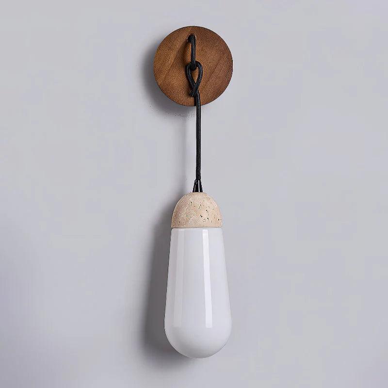 Hakka Wood Stone Glass Wall Light