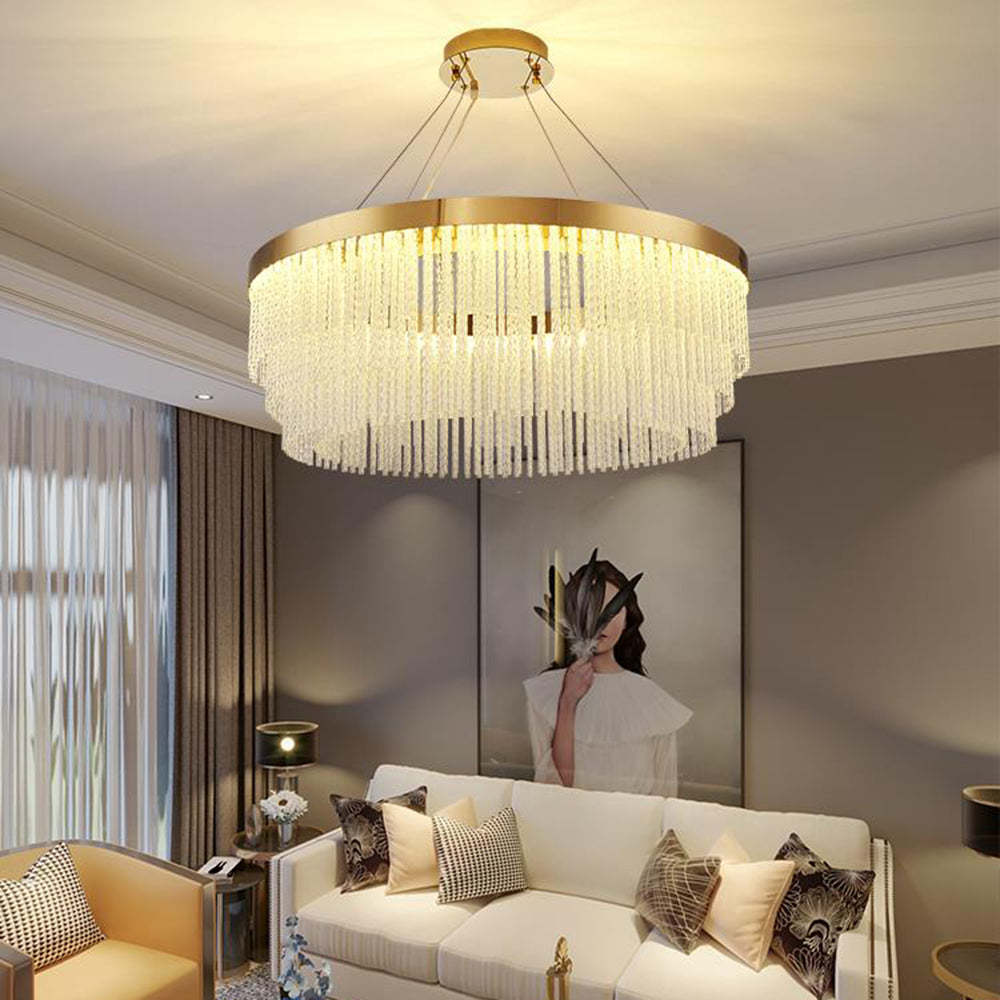 Moderne LED Suspension Ronde Métal Doré Salon/Hôtellerie | Las Sola