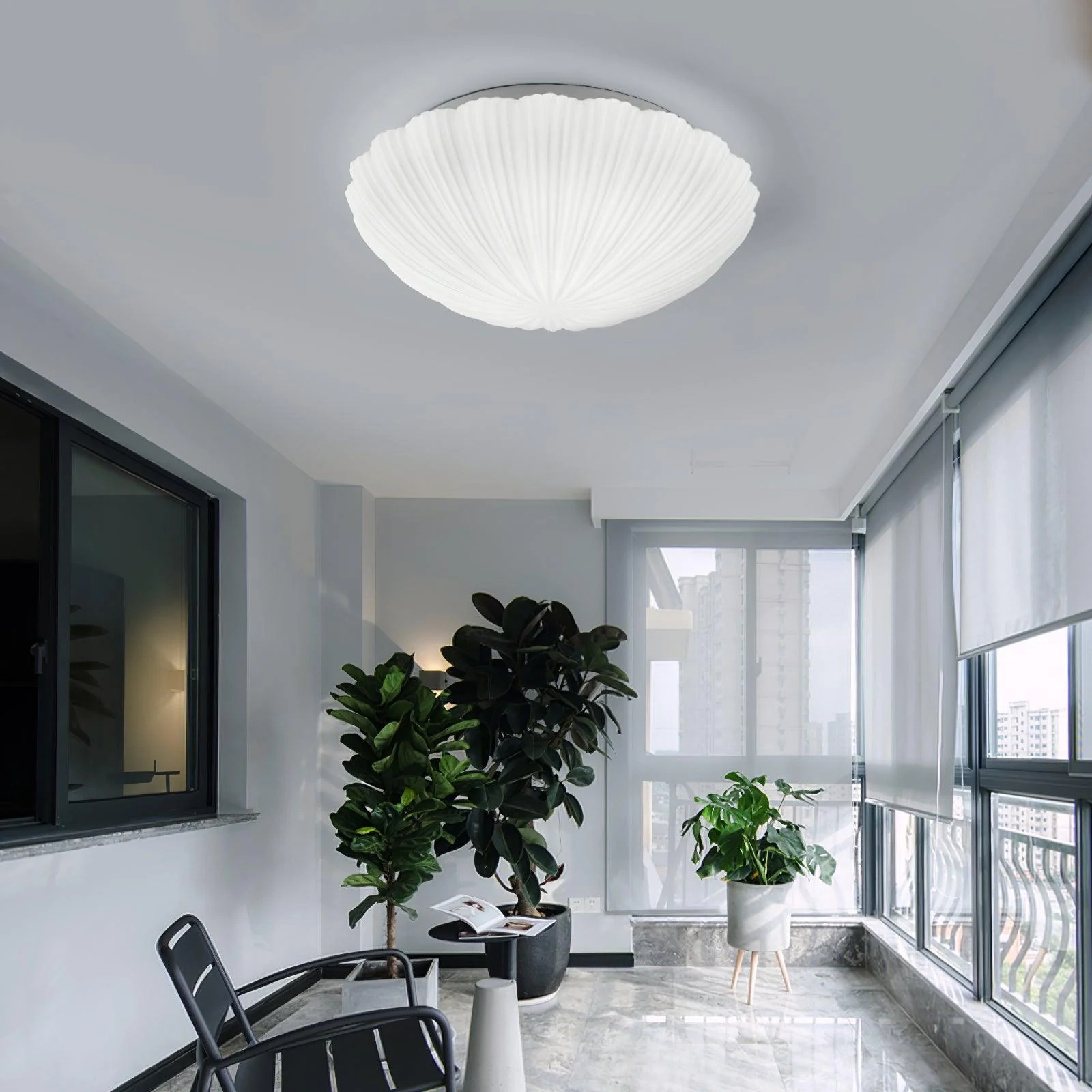 Quinn Modern Urban Seashell Glass Ceiling Light Bedroom Hallway