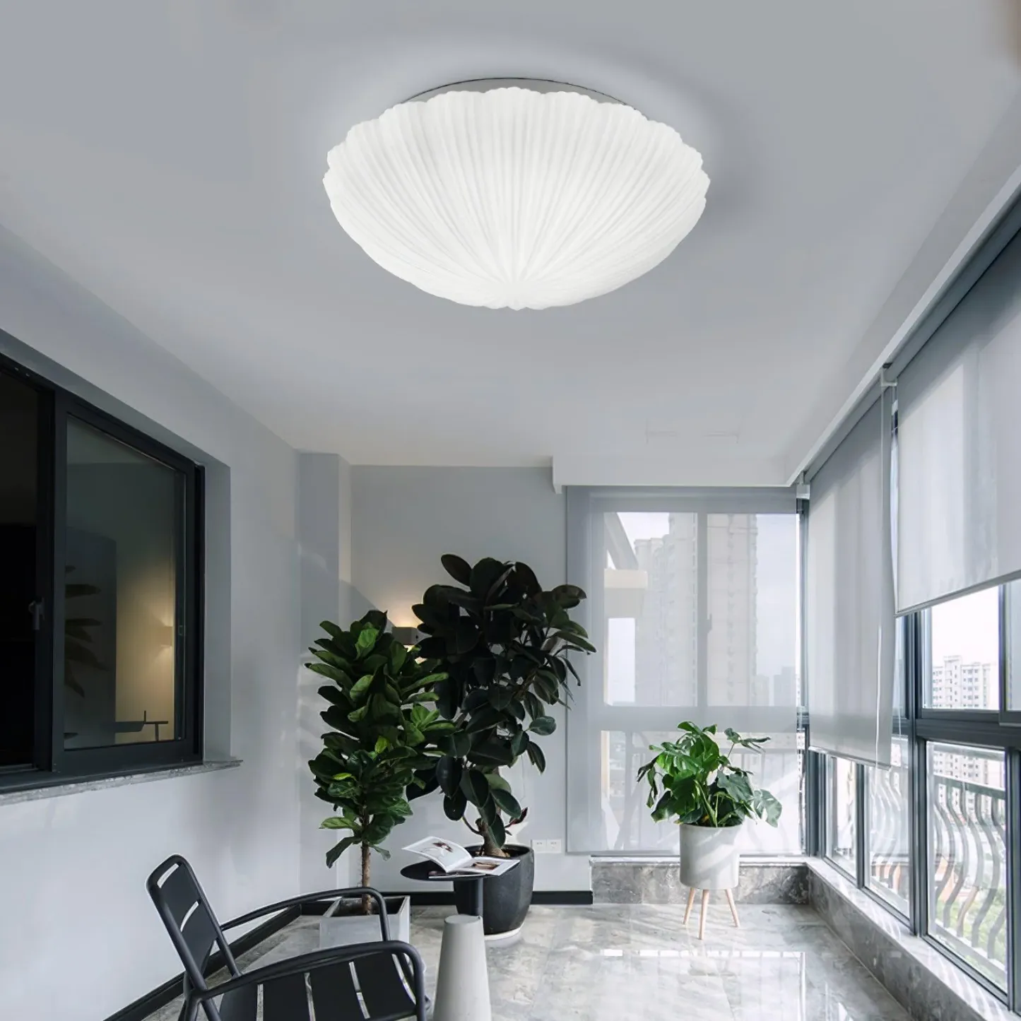 Quinn Modern Urban Seashell Glass Ceiling Light Bedroom Hallway