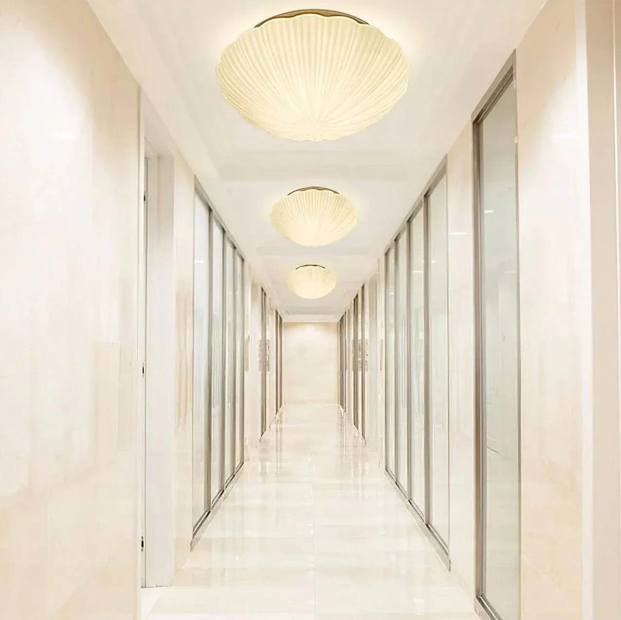 Quinn Modern Urban Seashell Glass Ceiling Light Bedroom Hallway