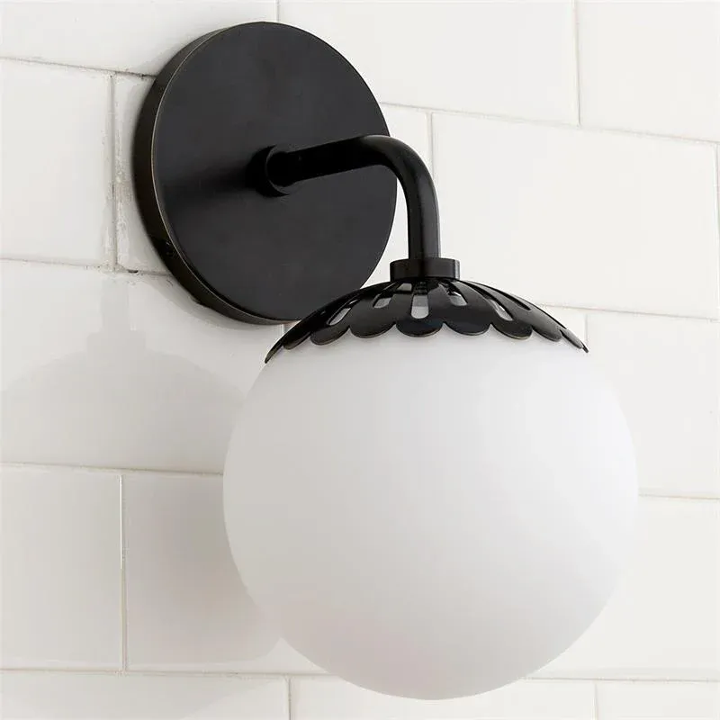 Alessio Minimalism Metal Glass Brass Black Nickel Wall Lamp Dining Room Bedroom