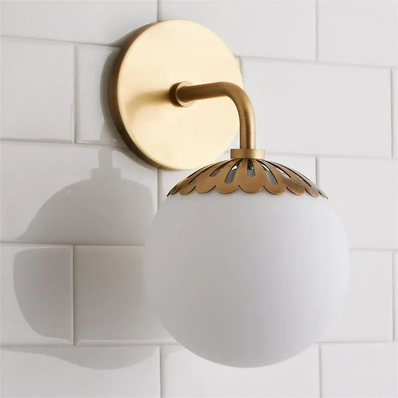 Alessio Minimalism Metal Glass Brass Black Nickel Wall Lamp Dining Room Bedroom